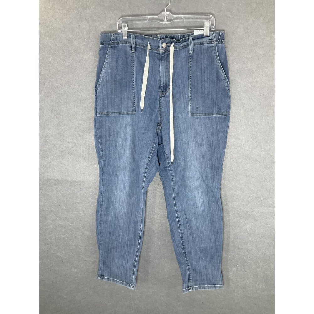 Judy‎ Blue Woman Clearwater Joggers 18W Blue Drawstrings High Rise Elastic Waist